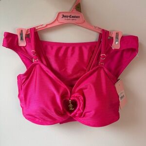 New Juicy Couture XL Pink Heart Charm Bikini Bathing Suit Swimwear Clothing Cute